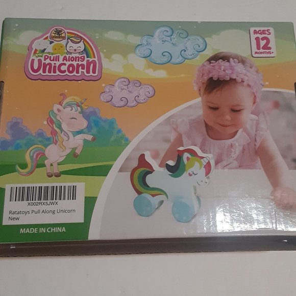 NIB Ratatoys Pull Along Wooden Unicorn - Picture 3 of 5